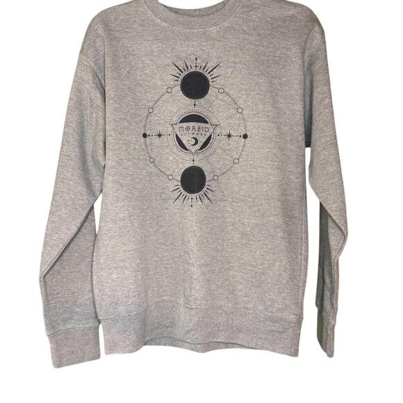 Grey Morbid New York Crewneck Astrology Moon Phase Sweatshirt - Picture 1 of 4